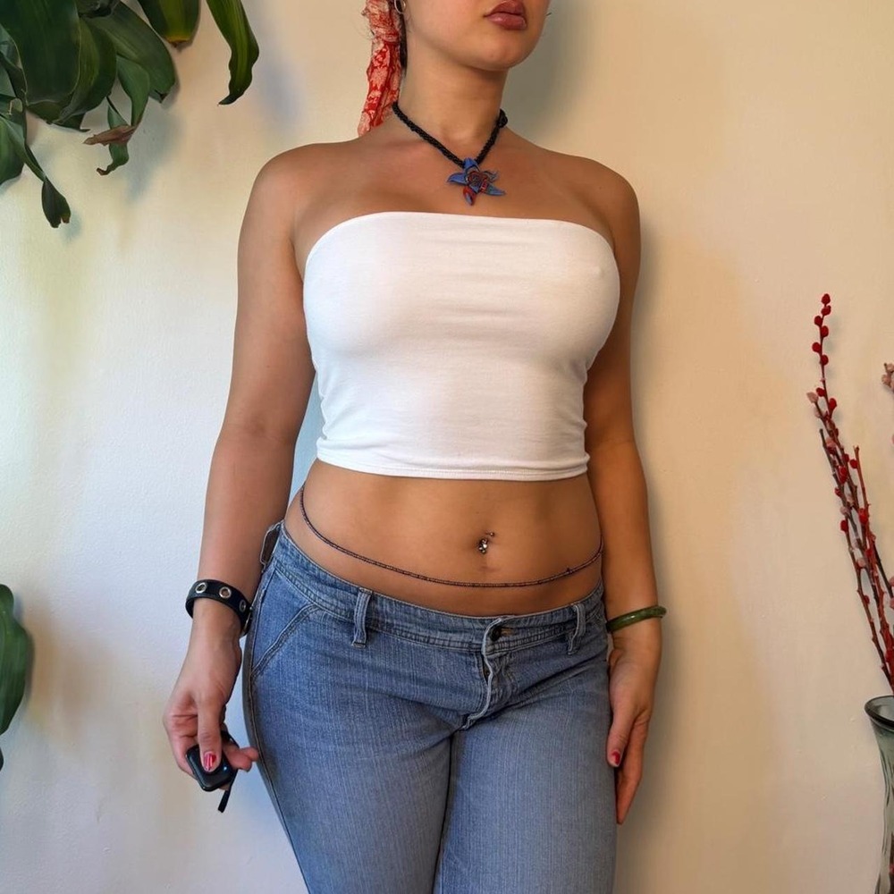 Wild Fable White Cropped Tube Top Boho Summer Festival Medium